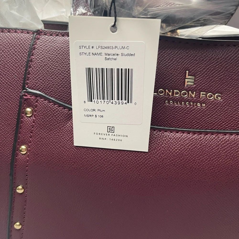 LONDON FOG TAYLOR STUDDED CROSSBODY PLUM PURSE NEW
